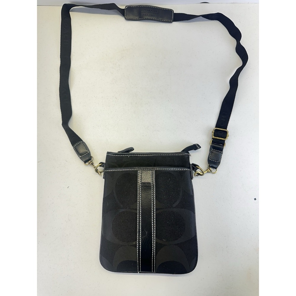 Coach Crossbody Bag Black Signature Small Purse Used in Good Condition